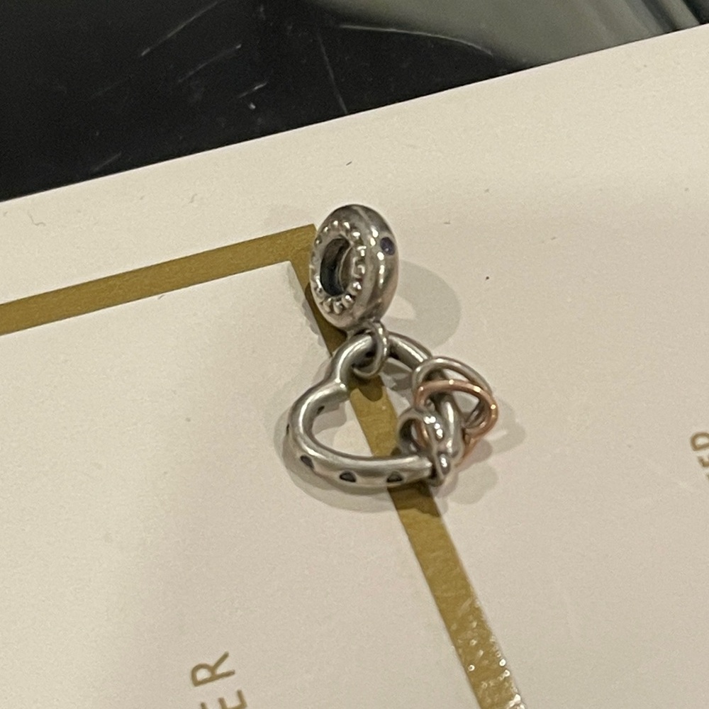 Pandora Elegant Silver and Rose Gold Heart Charm